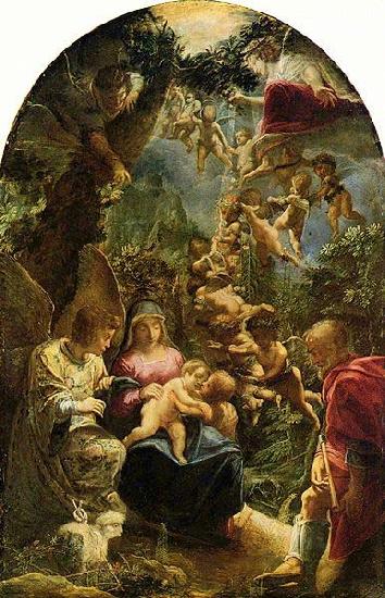 Adam Elsheimer Holy Family with St John the Baptist, oil painting image